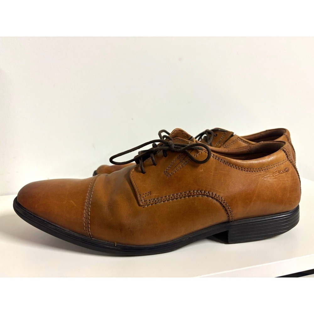 Clarks Collection Mens Brown Leather Cap Toe Lace Up Oxford 10.5 W 261300968095